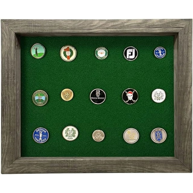 Shadow Box Golf Ball Marker Display (Gray/Green)