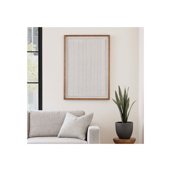 Home Decor Wall Art for House and Living Room - Paper Mache Wall Art with Wooden Frame Perfect Wall Decor for Dining Room - Canvas Hanging Wall Art for Home and Office Decor - 48" Ivory & Brown