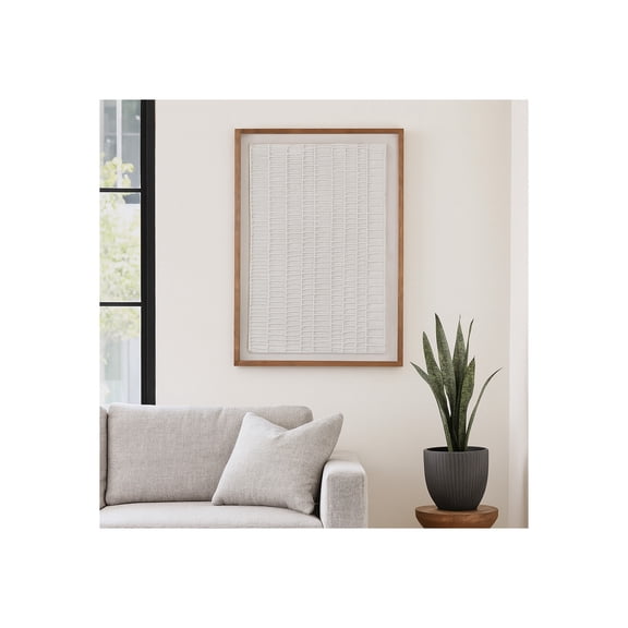 Home Decor Wall Art for House and Living Room - Paper Mache Wall Art with Wooden Frame Perfect Wall Decor for Dining Room - Canvas Hanging Wall Art for Home and Office Decor - 48" Ivory & Brown