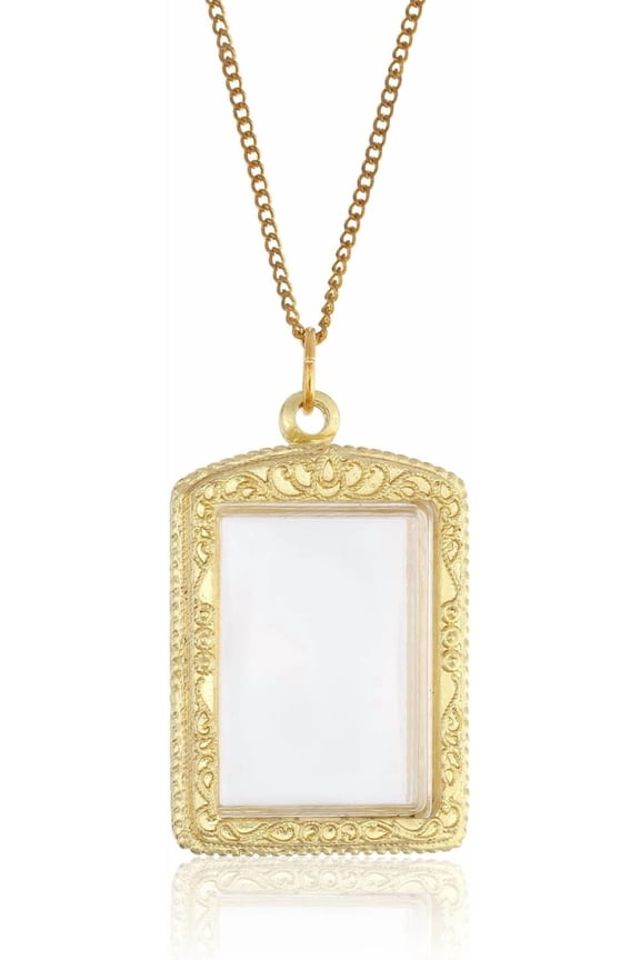 Shadow Box Pendants Alloy Rectangle Pendant Picture Frame with Glass Window for Pendant Jewelry Necklace Making 53.535mm Gold DIY