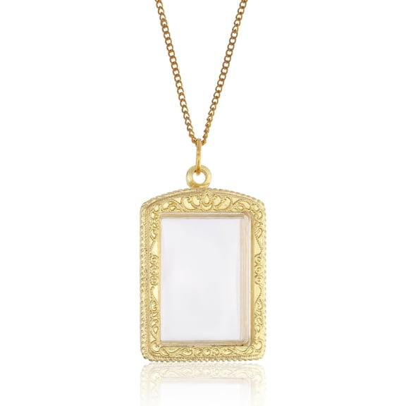 Shadow Box Pendants Alloy Rectangle Pendant Picture Frame with Glass Window for Pendant Jewelry Necklace Making 53.535mm Gold