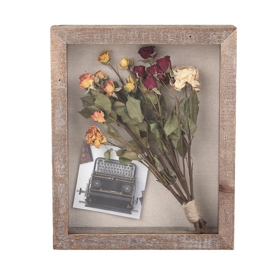 Shadow Box Rustic Picture Frame 8x10 Natural Wood Display Case for Memorabilia, Awards, Medals, Photos - Barnwood