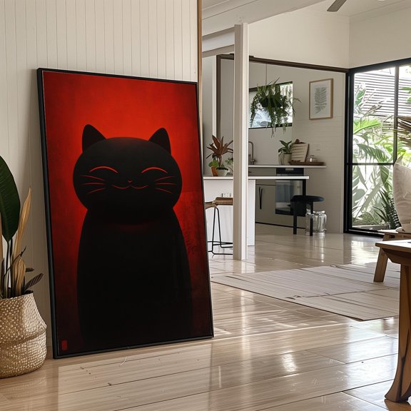 Shadow Cat In Crimson Poster Glow , Poster Print Only