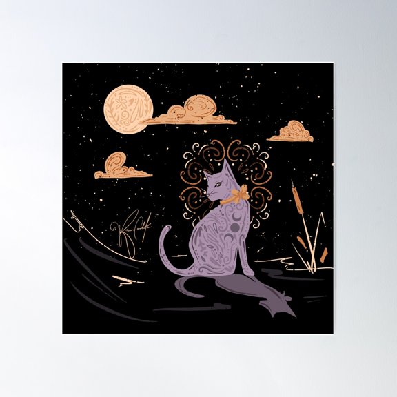 Shadow Cat - Inktober 2020 Poster Wall Art, Modern Wall Decor For Living Room Bedroom, 30x30 UNFRAMED