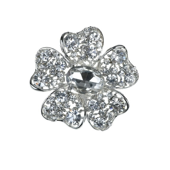 Shadow Clear Crystal Rhinestone y Tone Flower Fashion Design Pin Brooch