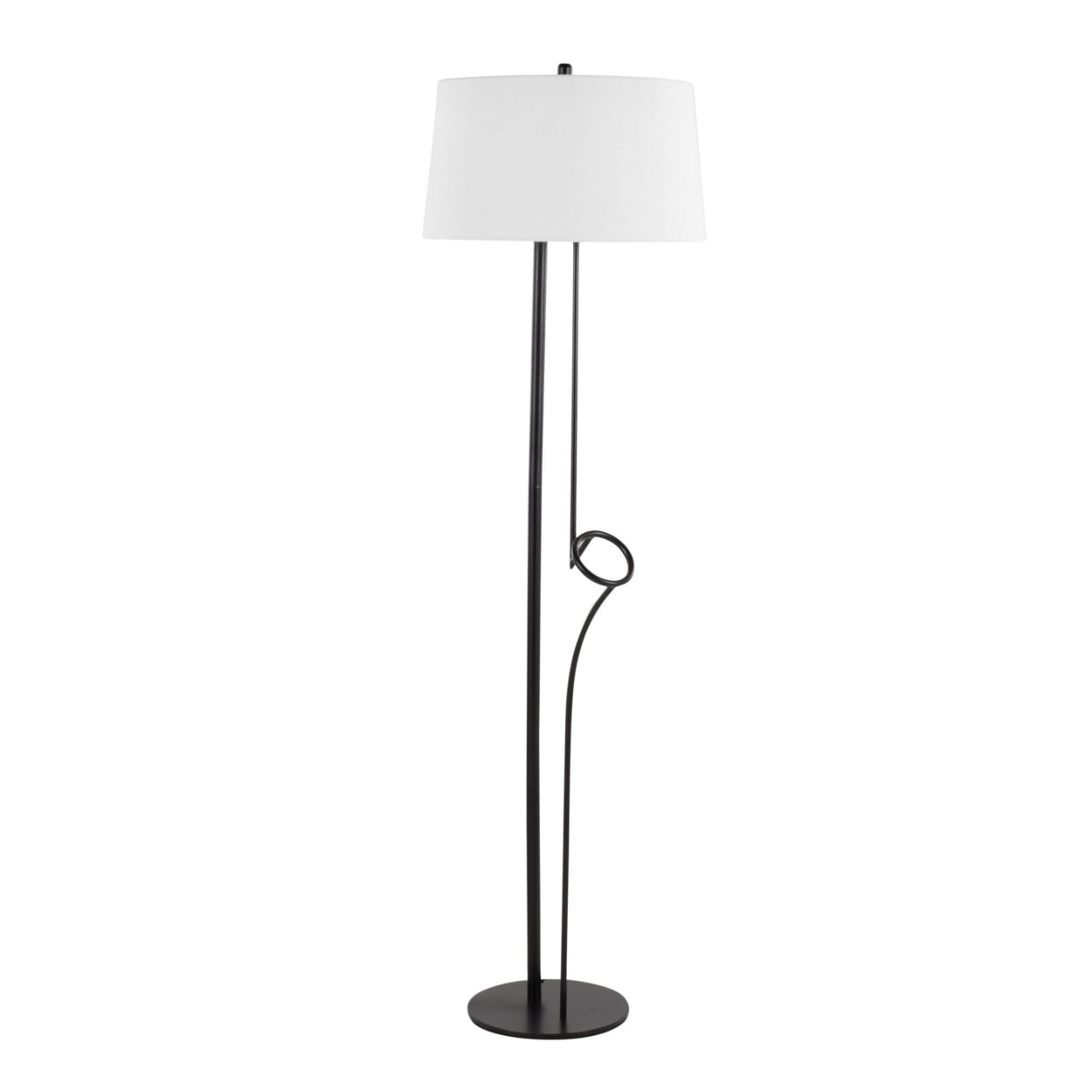 Shadow 67'' Black Steel Floor Lamp with White Linen Shade
