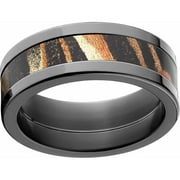 Shadow Grass Men's Camo Black Zirconium Ring with Polished Edges and Deluxe Comfort Fit