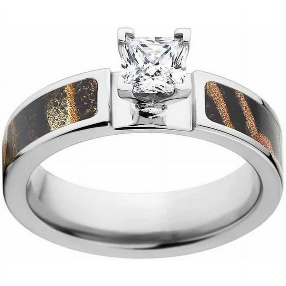 Shadow Grass Women's Camo Engagement Ring Cobalt and 14kt White Gold with Polished Edges and Deluxe Comfort Fit