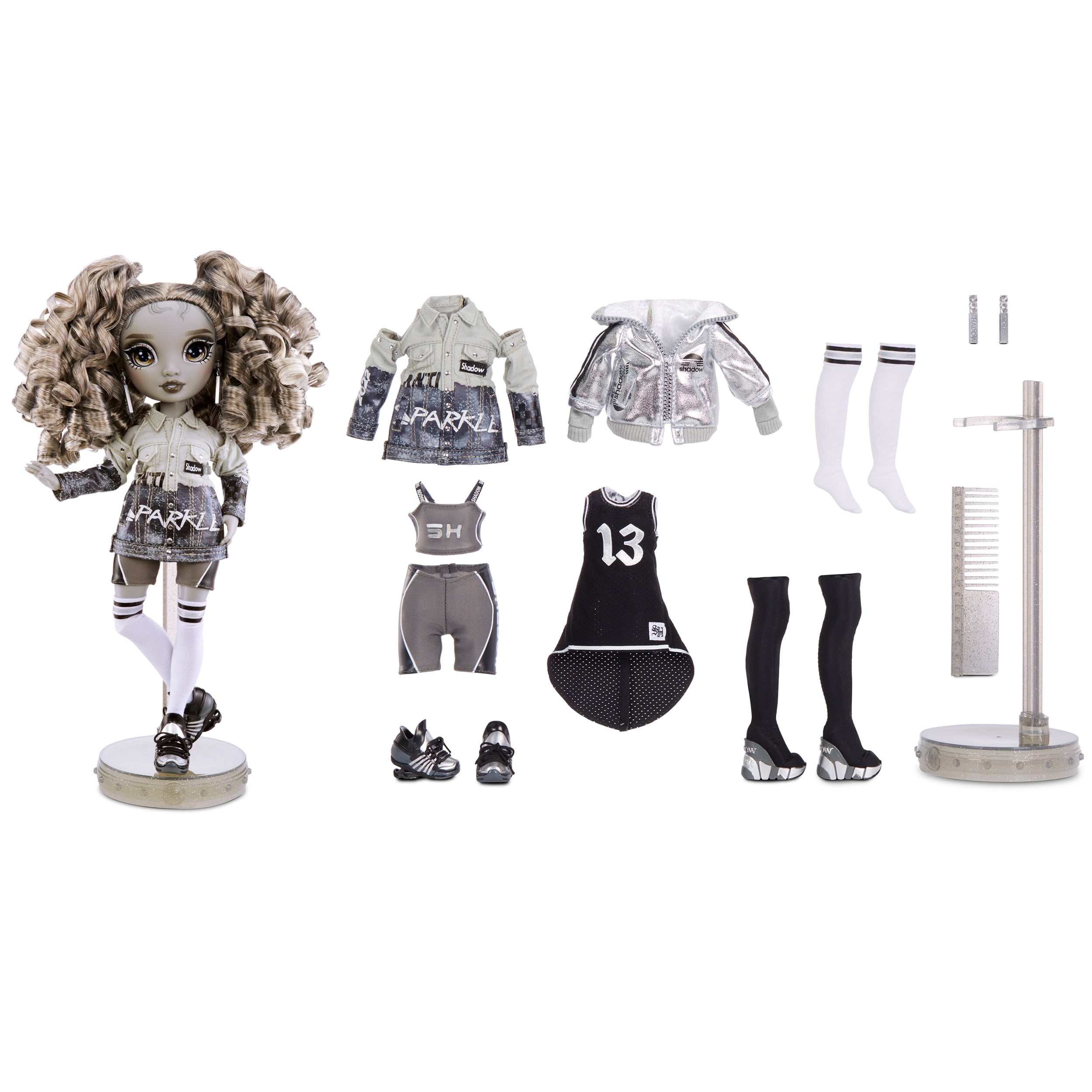 Rainbow High Shadow Series 1 Shanelle Onyx- Grayscale Fashion Doll. 2 Black  Designer Outfits to Mix & Match with Accessories, Great Gift for Kids 6-12