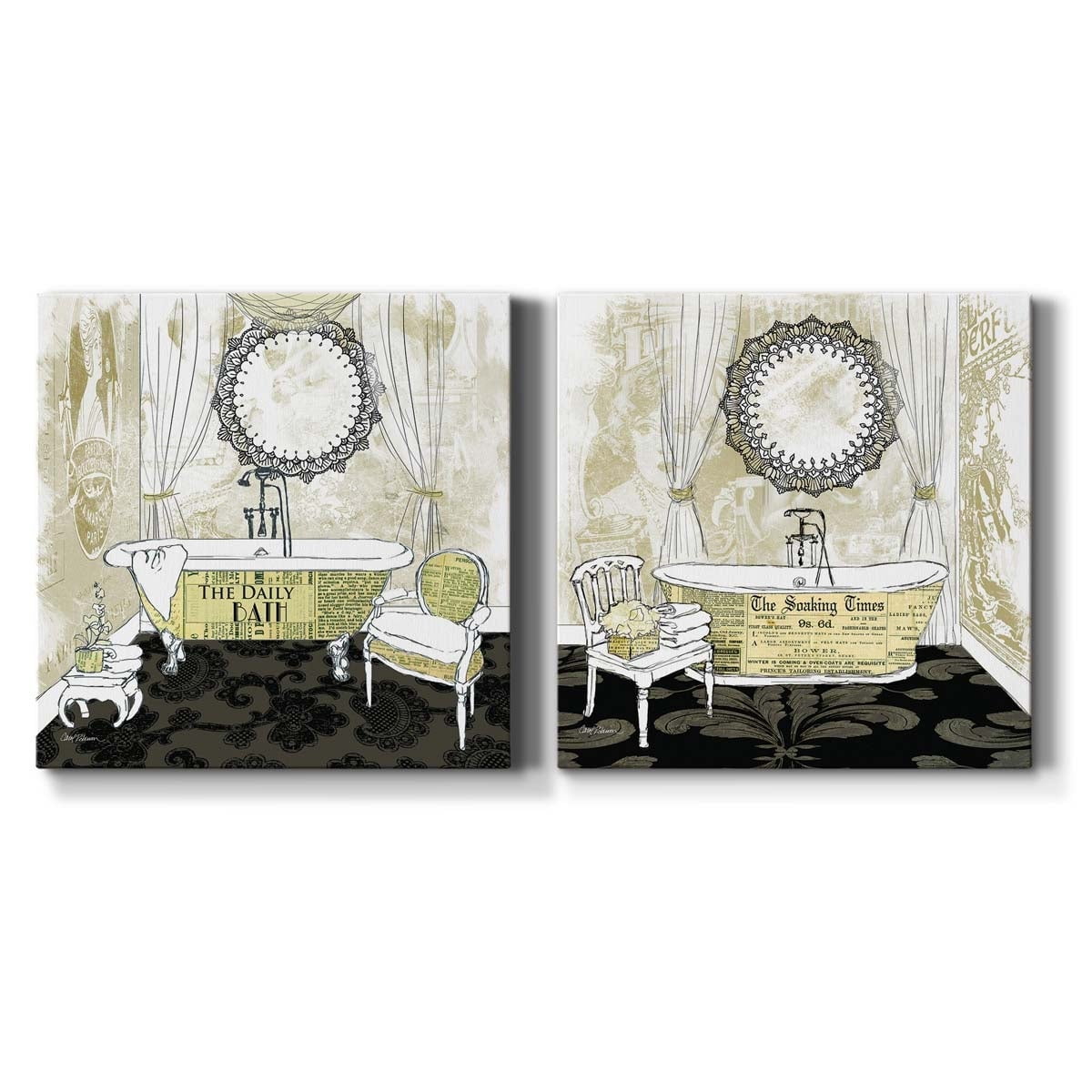 Shadow Leaves I - Premium Gallery Wrapped Canvas - Ready to Hang Set of 2 - 40 x 40 Each