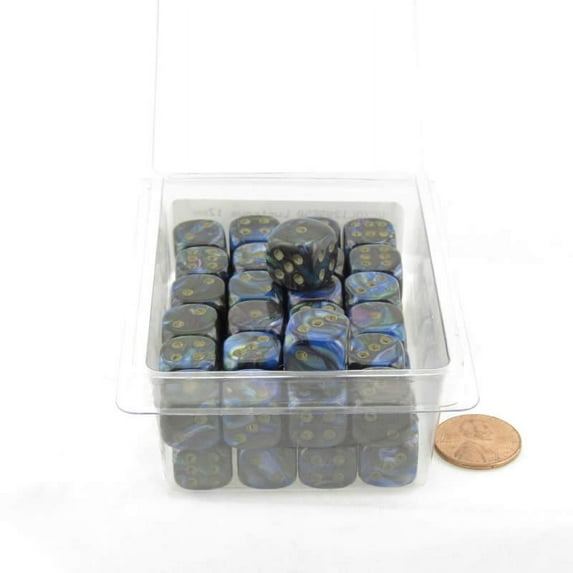 Shadow Lustrous Dice with Gold Pips D6 12mm (1/2in) Bulk Pack of 50 Wondertrail