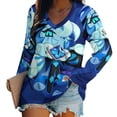 thumbnail image 1 of Shadow Milk Cookie Womens T Shirts V Neck Long Sleeve Tops Causal Loose Summer T-Shirts 5XL, 1 of 7