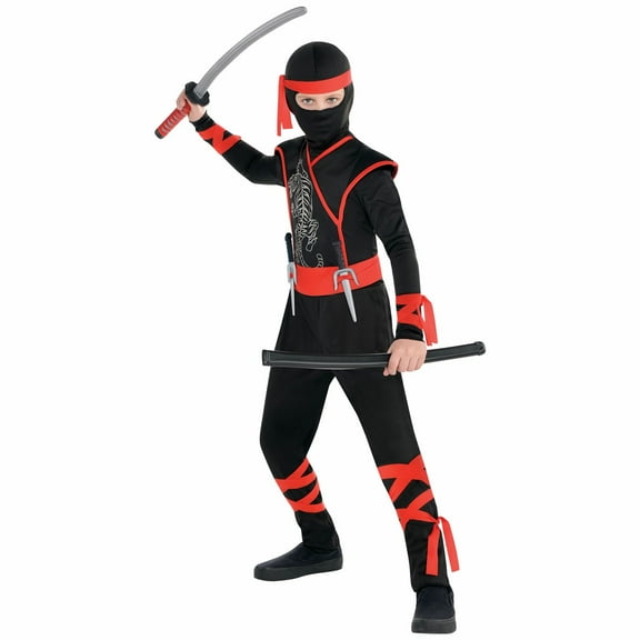 Shadow Ninja Boys Large Costume Red Black