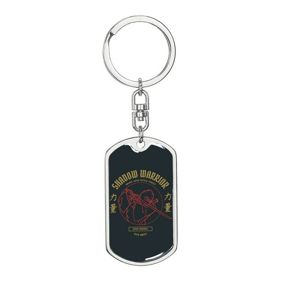 Shadow Ninja Warrior Keychain Dog Tag Stainless Steel or 18k Gold