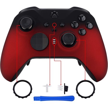 Shadow Scarlet Red Soft Touch Grip Faceplate Cover, Front Housing Shell Case Replacement Kit for Xbox One