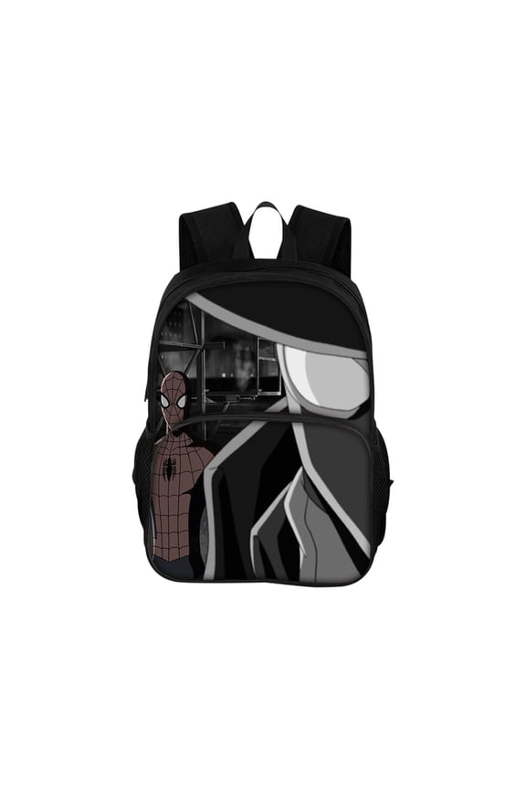 Shadow Superhero Printed Backpack,Large Capacity Multi-Pocket Storage Bag,Noir Spider-Verse Theme Travel Rucksack and Bookbag for Fans,Back to School Supplies