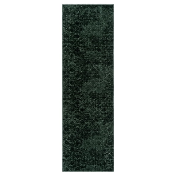 Shadow Thandi Transitional Geometric Dark Green Area Rug, 2x6