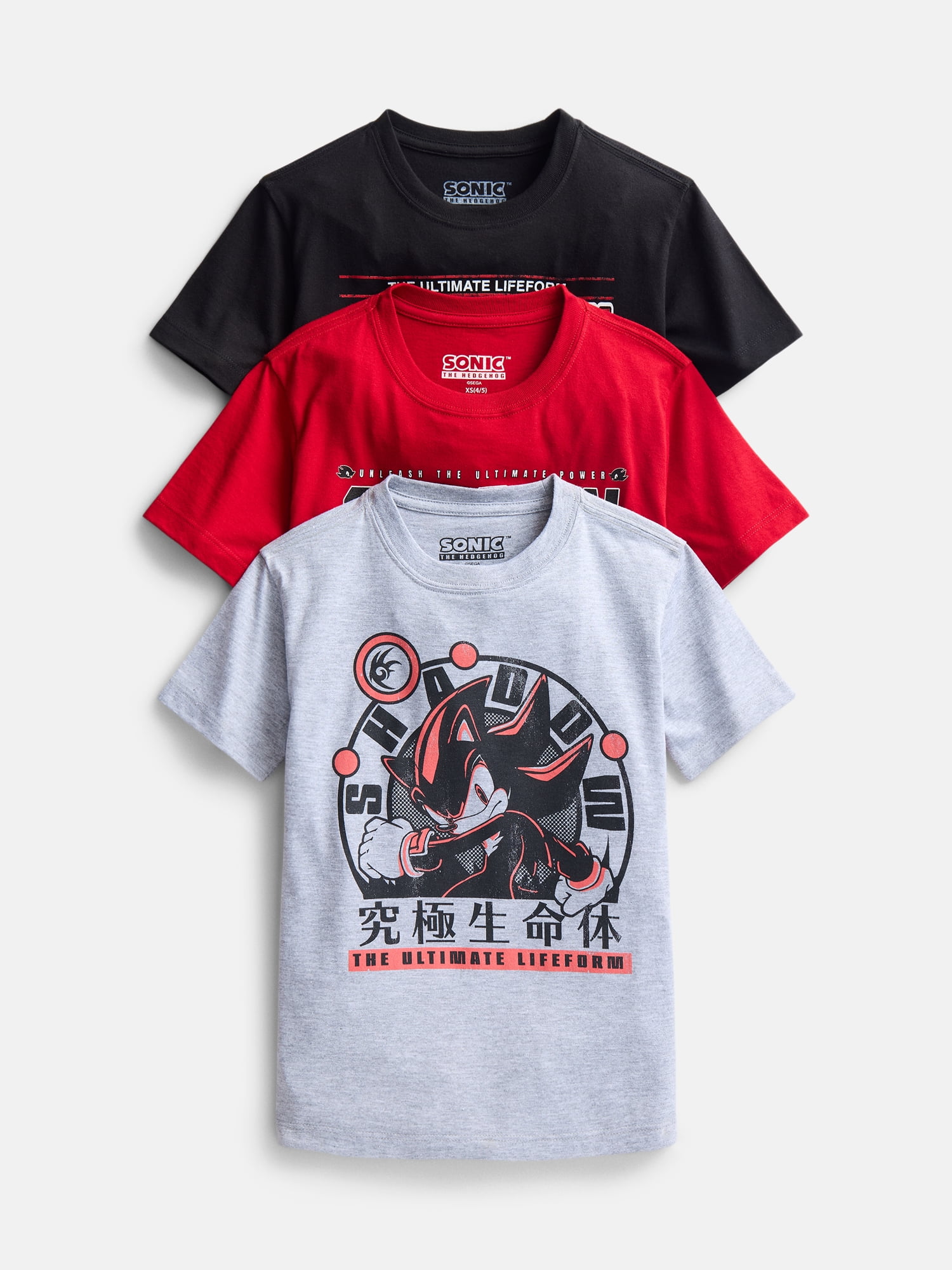 Shadow the Hedgehog Boys Graphic Tee with Short Sleeves 3-Pack, Sizes XS - 2XL