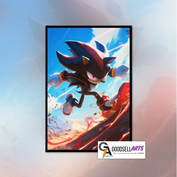 Shadow The Hedgehog Poster, Sonic Shadow Art Print, Video Game Sonic Art Gift Poster Unframed, Wall Art
