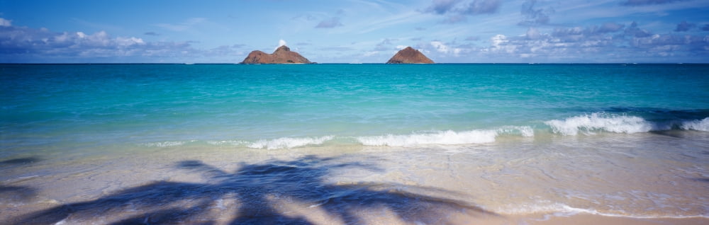 Shadow of a tree on the beach Lanikai Beach Oahu Hawaii USA Canvas Art - Panoramic Images (27 x 9)