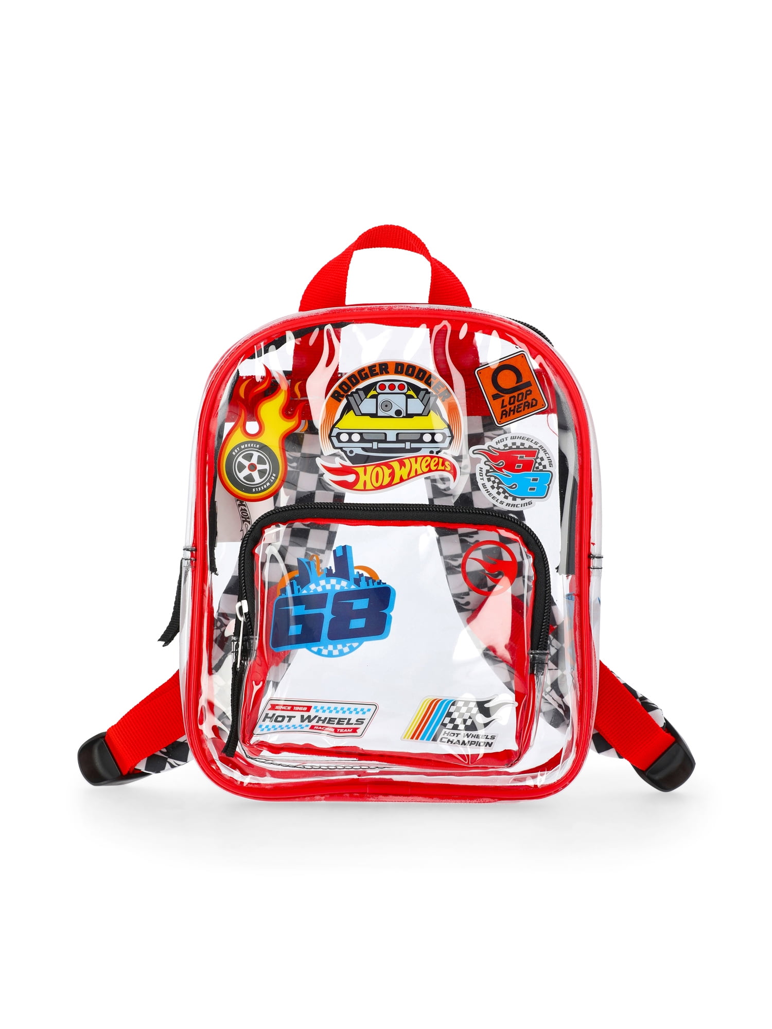 Hot Wheels Boys Clear Mini Backpack, Red