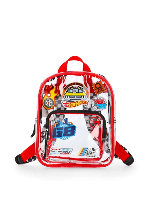 Hot Wheels Boys Clear Mini Backpack, Red