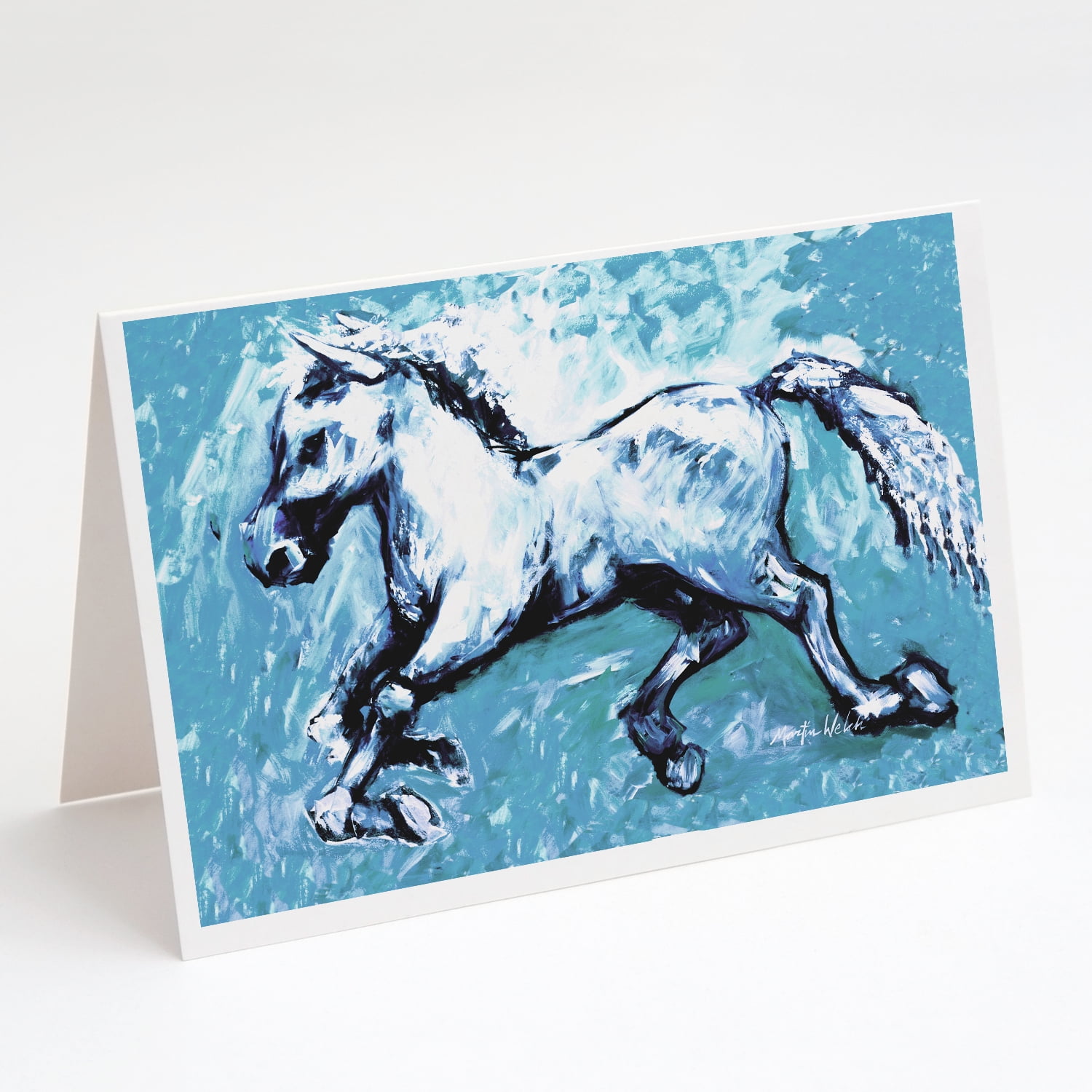 Shadow the Horse in blue Greeting Cards Pack of 8 7 in x 5 in