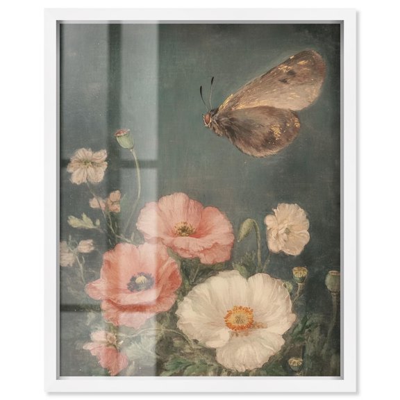 Shadowed Flutter II Shadowbox Print Vintage Wall Decor by Art Remedy, White Frame, 20 x 24