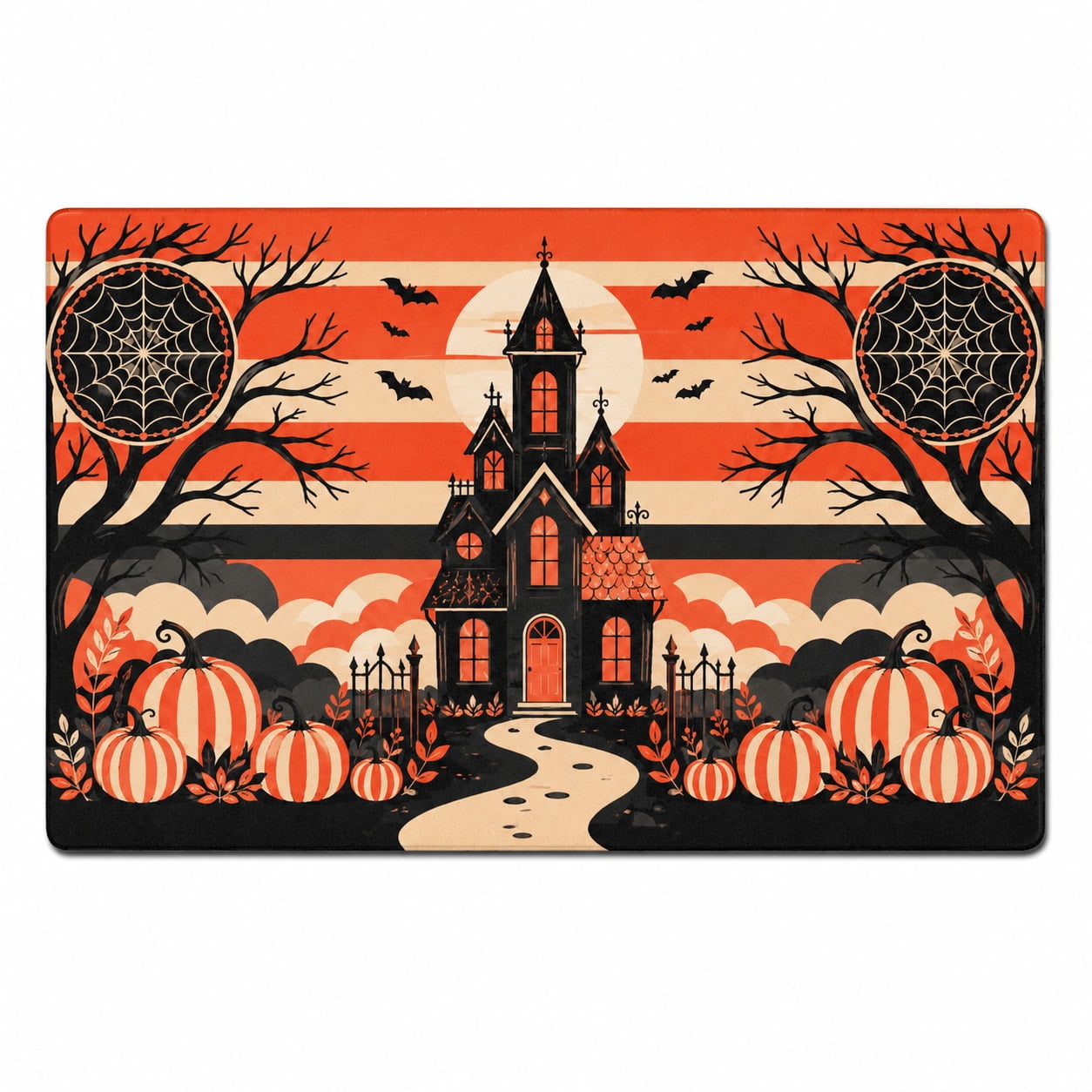 Borderd Rugs Shadowed Porch House Web Border Rectangle Rug for Family Room Halloween ...