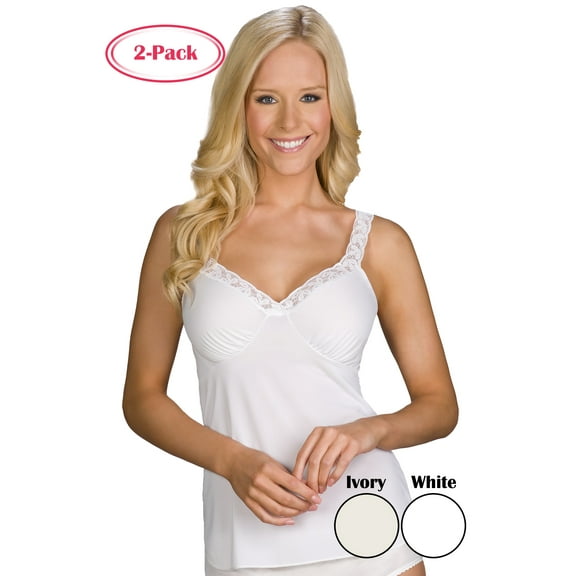 Shadowline Lingerie by Velrose Lace Trim Camisole, 2-Pack 22014/22014X-2PK