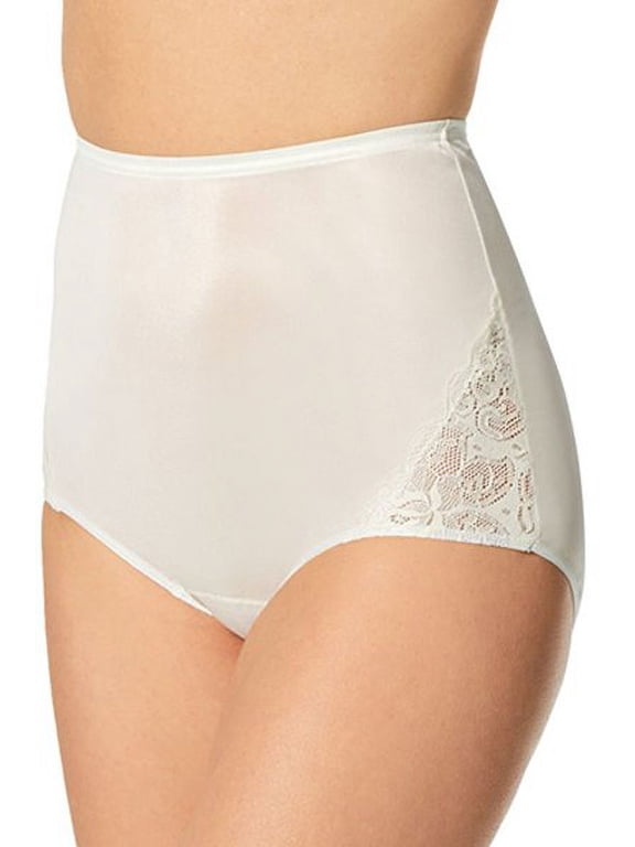 Shadowline Lingerie by Velrose Nylon Full Brief Panty with Lace, 3-Pack 17082/17082X-3PK