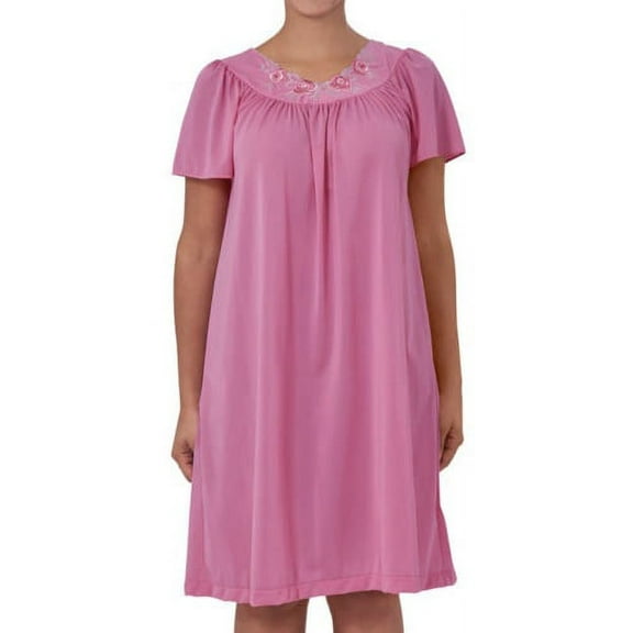 Shadowline Short Gown with Flower Petal Embroidery and Flutter Sleeves - 36280