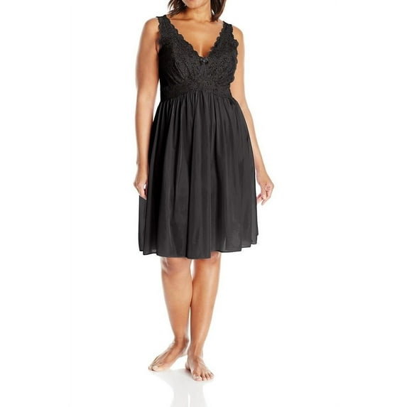 Shadowline Women's 40" Silhouette Lace Bodice Sleeveless Waltz Gown - 37737-Large-Black