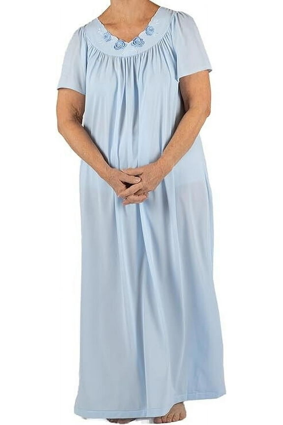 Women's Petals 53 Inch Short Flutter Sleeve Long Gown, Bluebell, Large - 32280