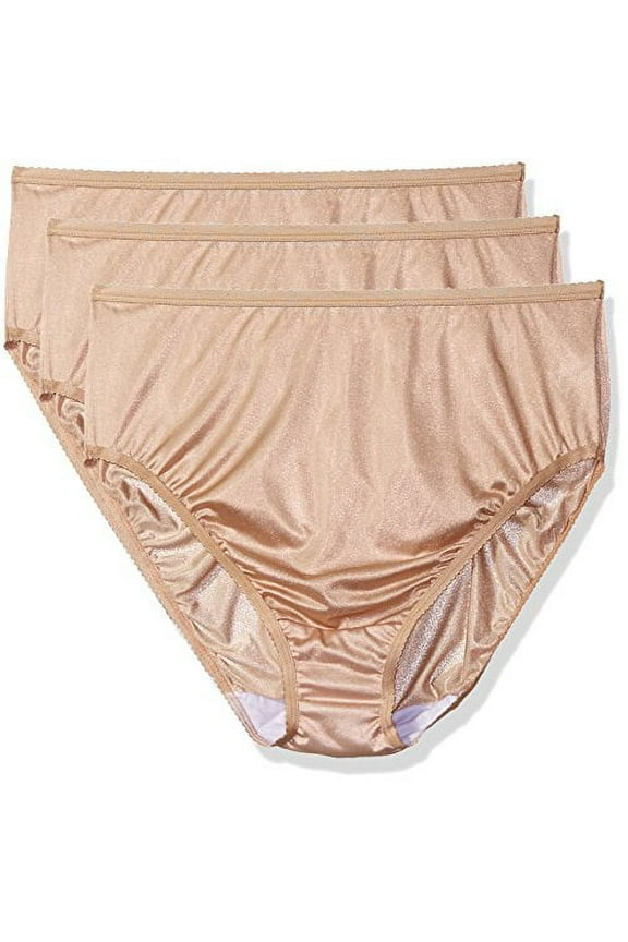 Women's Plus-Size Panties-Hi Cut Nylon Brief (3 Pack), Nude, 11
