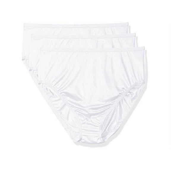 Shadowline Women's Plus-Size Panties-Hi Cut Nylon Brief (3, White, Size 10.0