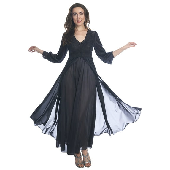 Shadowline Women's Plus-Size Silhouette 54 Inch Long Sleeve Coat, Black, 3X-71737