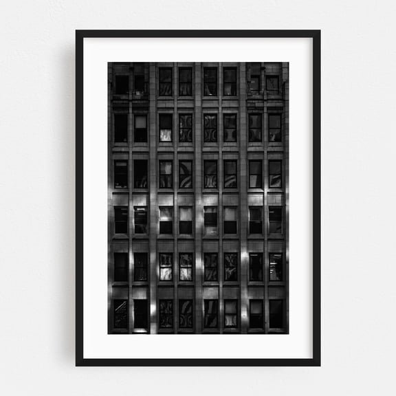 Shadows & Light - Manhattan New York Photography Architecture Black and White City Art Deco Abstract Cityscape Black Framed Wall Art Print 5 x 7 inches