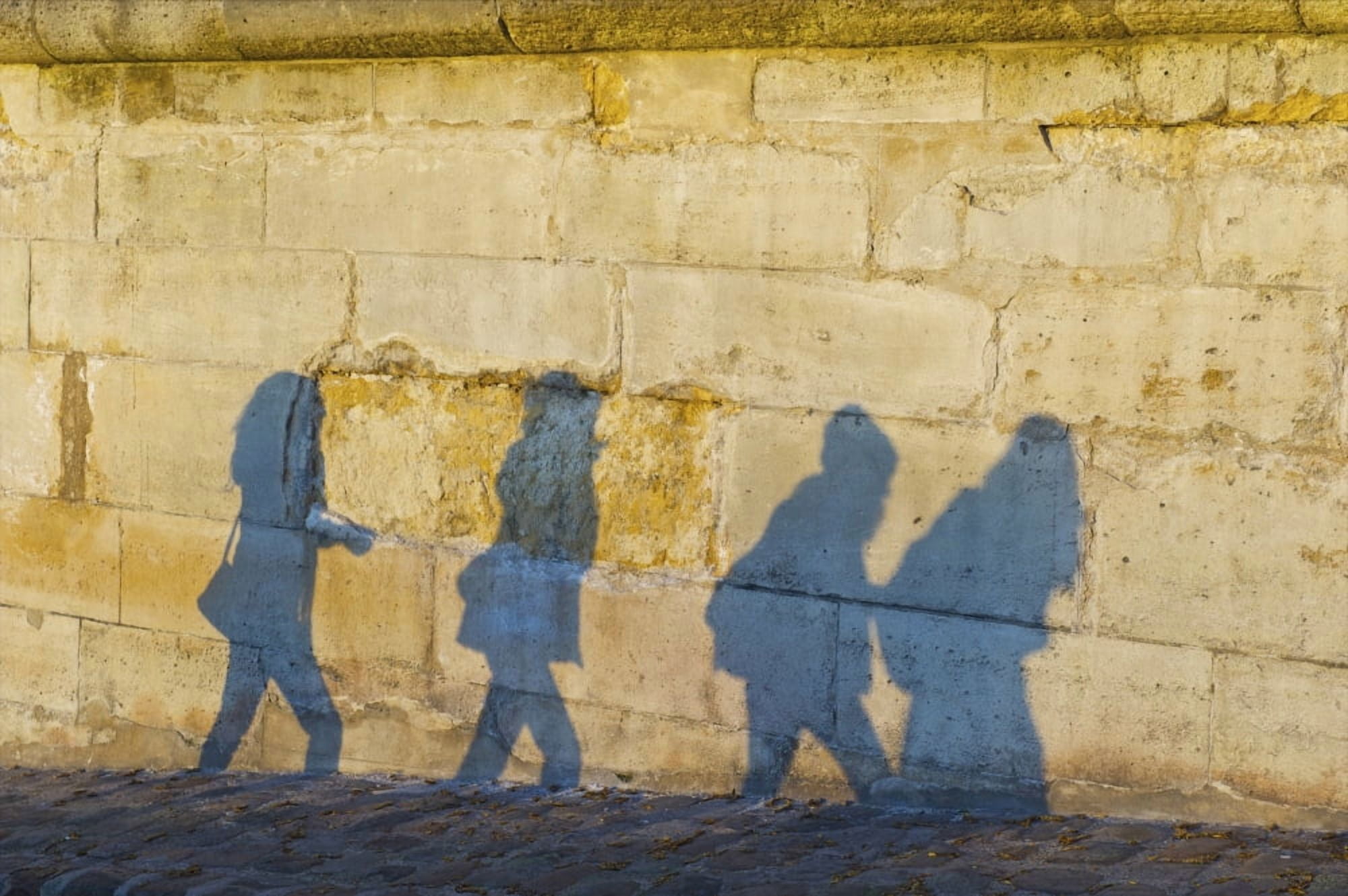 Shadows of pedestrians cast on a wall Paris France Canvas Art - Ingrid Rasmussen Design Pics (38 x 24)