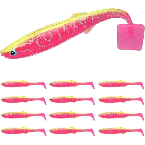 Shadtale Easy Catch Soft Fishing Lures with BKK Hooks - Trembly Sinking and Vibrating Swim for More Bites, Pre-Rigged Swimbaits for Bass, Trout, Crappie, Walleye, Freshwater Saltwater Fishing