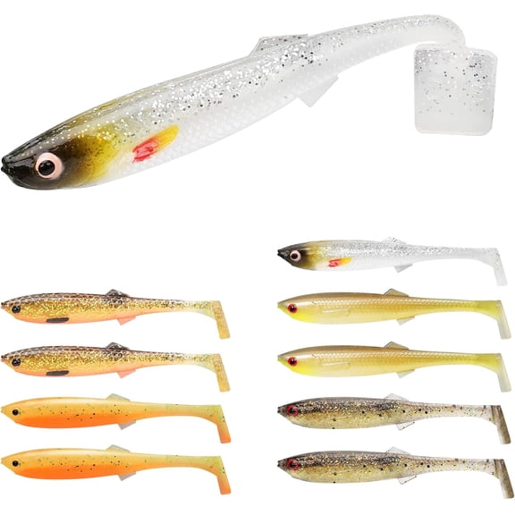 Shadtale Easy Catch Soft Fishing Lures, Unique Vibration and Action for Various Rigs,Walleye, Redfish, Saltwater & Freshwater Fishing I-3.35",0.2oz,10pcs