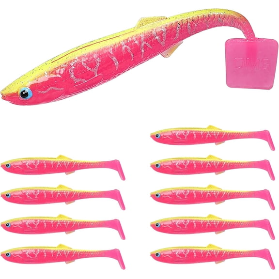 Shadtale Easy Catch Soft Fishing Lures, Unique Vibration and Action for Various Rigs, Walleye, Redfish, Saltwater & Freshwater Fishing I4-3.35",0.2oz,10pcs