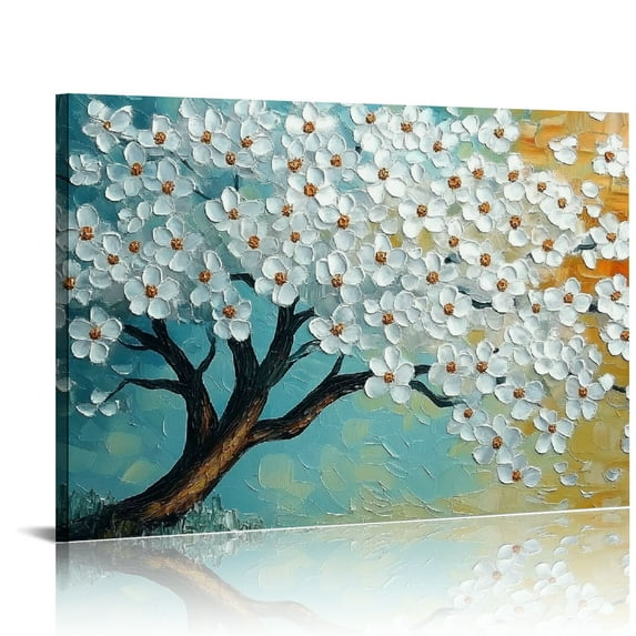 Shadudu -100% -painted Contemporary Art Painting On Canvas Texture Palette Knife Landscape Paintings Modern Home Interior Decor Abstract Art 3D Flowers Paintings Ready to hang 36x24in