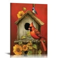 thumbnail image 1 of Shadudu Autumn Cardinals Canvas Decorative Print Painting 16 x 20 in/12 x 16 Living Room Bedroom Home Office Wall Decor by Artist Buanfen Yu 16x20 in, 1 of 5