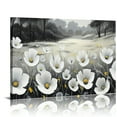 Shadudu Black and White Flower Canvas Wall Art With Black Wood Frames