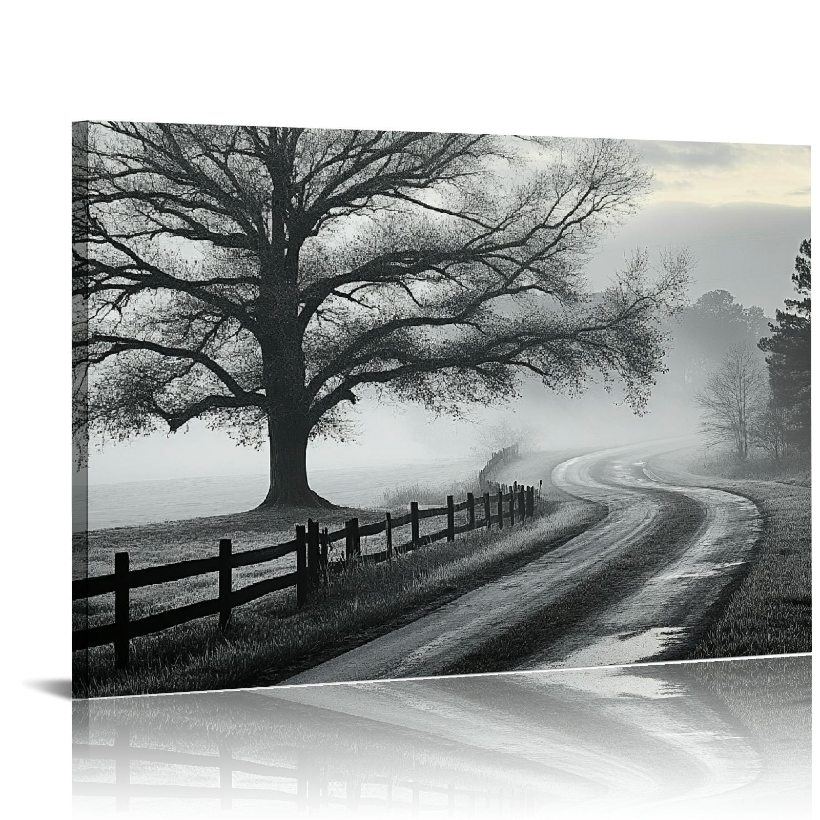 Shadudu Black and White Wall Art Forest Big Tree Landscape Canvas ...