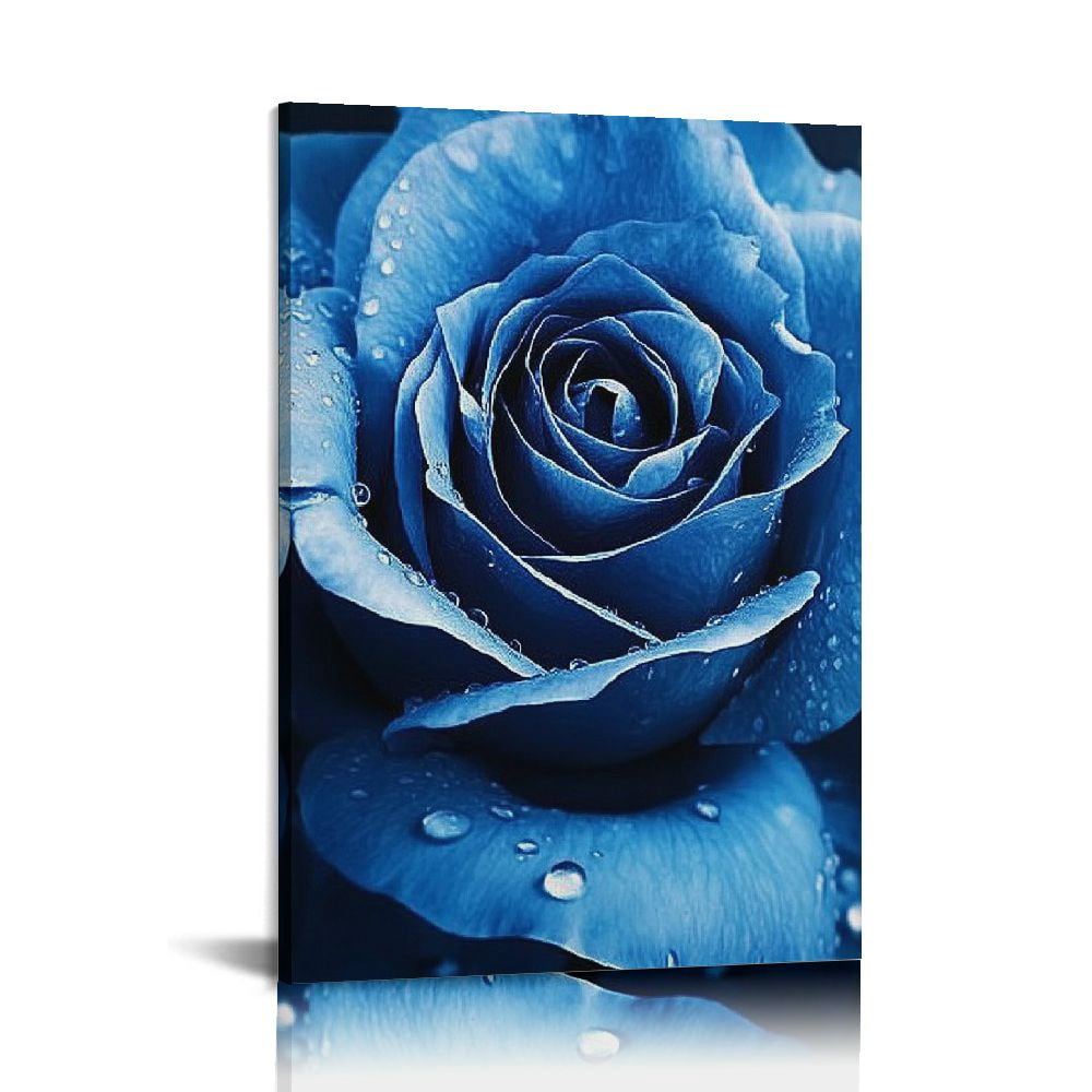 Shadudu Blue Rose Canvas Wall Art Floral Pictures Wall Decor Flower ...