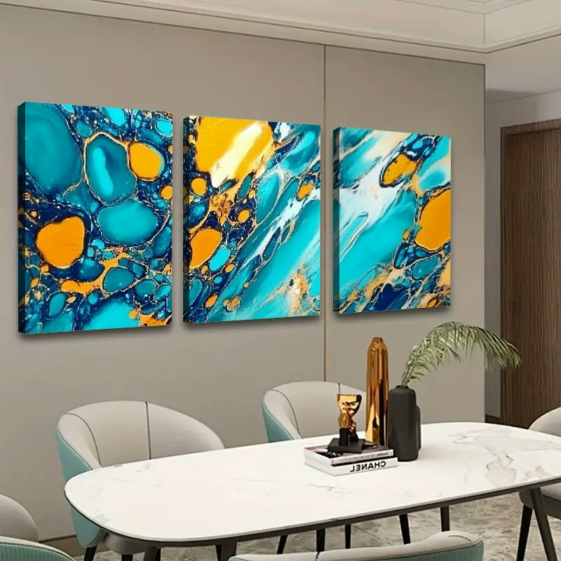 Shadudu Blue Yellow Abstract Canvas Wall Art Modern Large Size Prints ...