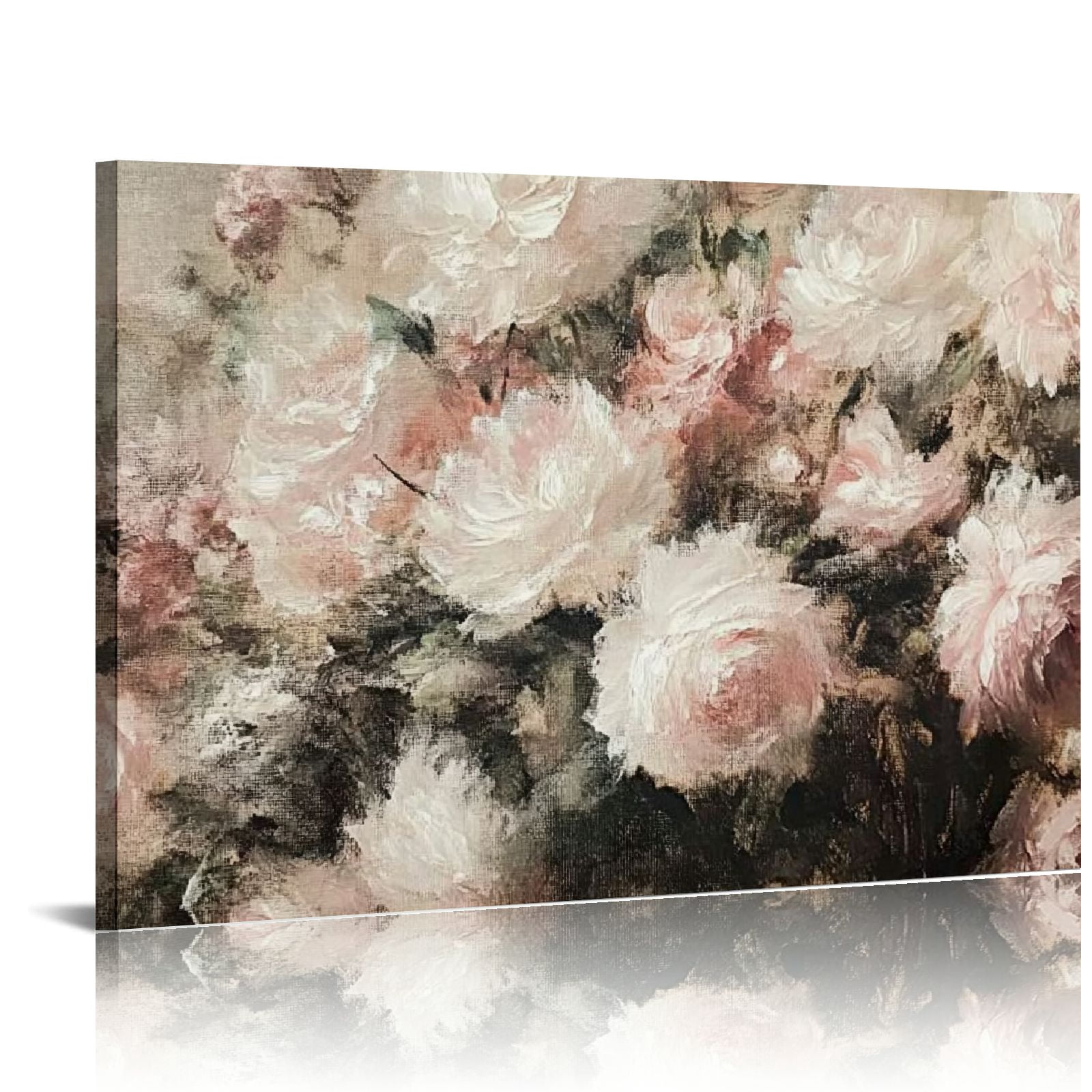 Shadudu and Blush Peony Canvas – Framed Floral Wall Art for Living Room ...
