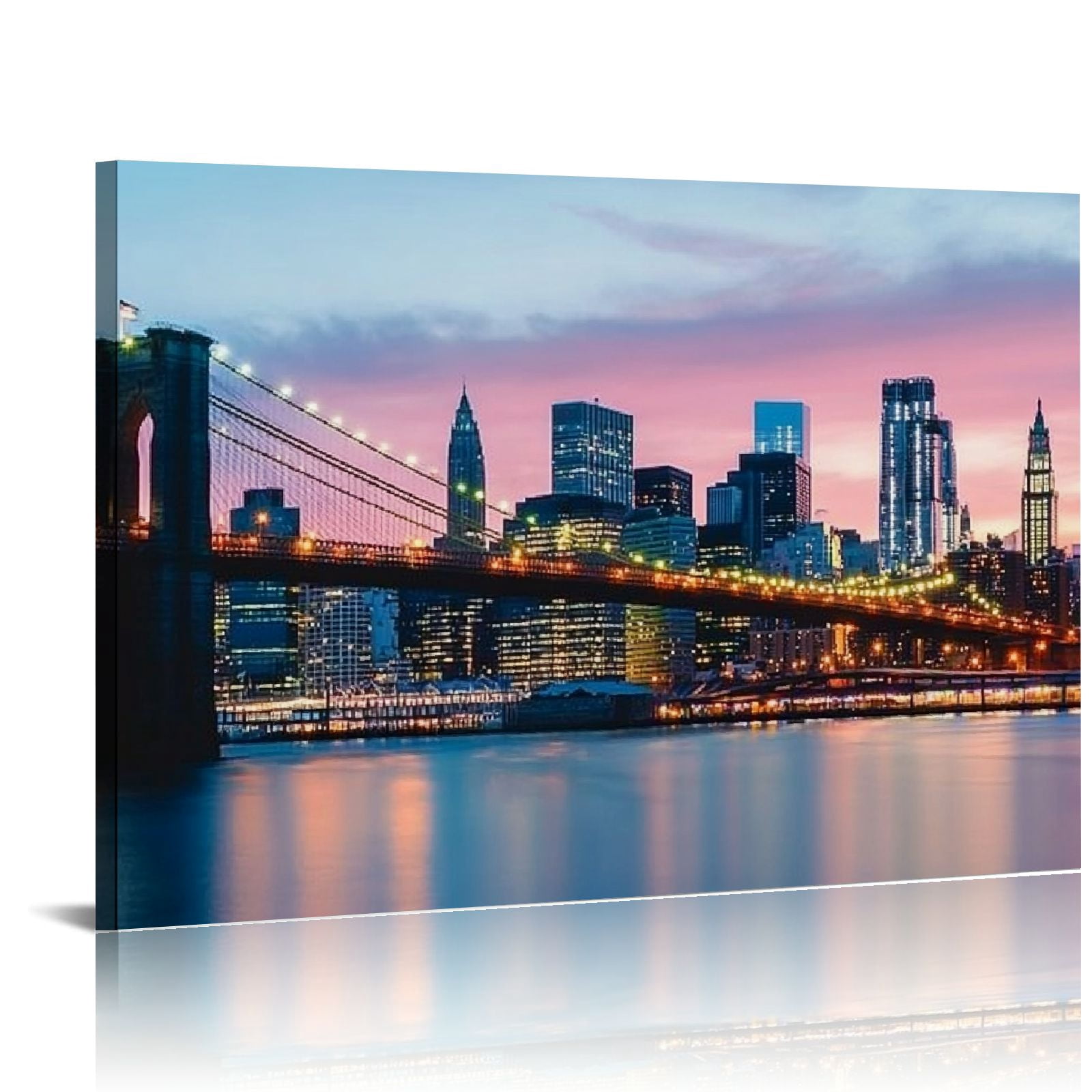 Shadudu - Brooklyn Bridge Wall Art New York City Night View Pictures ...